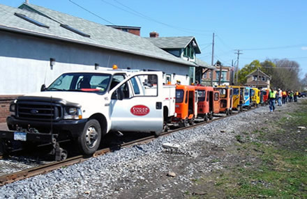 Railcars lined up on the Finger Lakes Railway