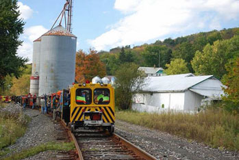Rear view of Rail Car 007 on the Lehigh Railway