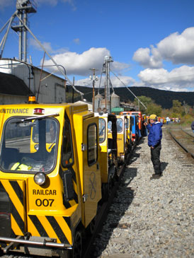 Railcars lined up on a Wellsboro and Corning Railroad siding
