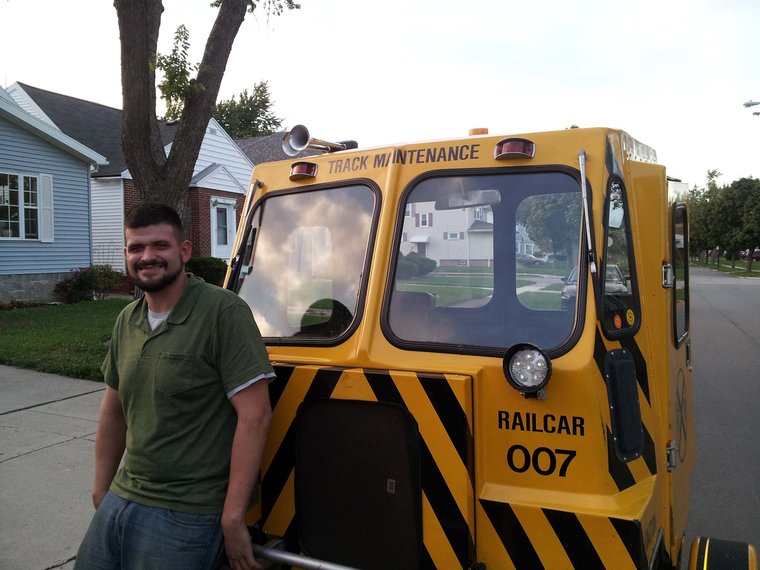 Mark Weiss standing beside the railcar on September 22, 2012