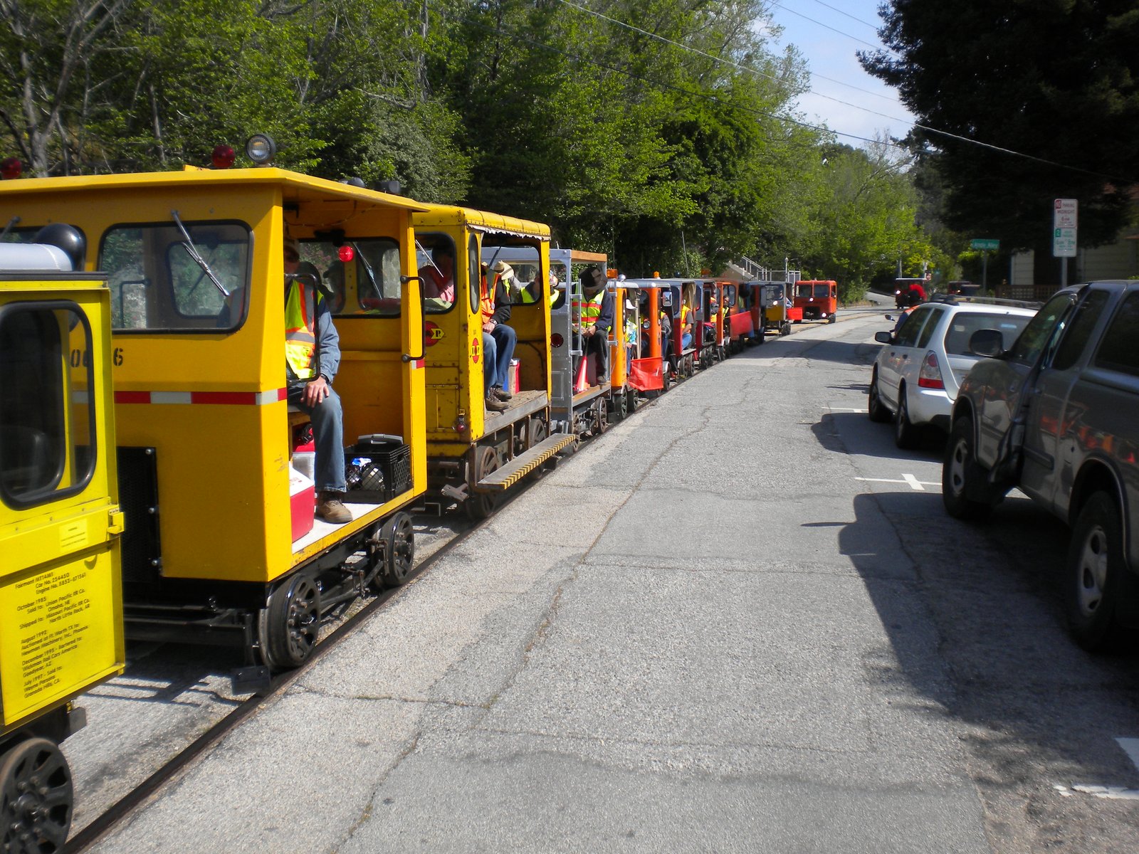 Railcars traveling through downtown Santa Cruz