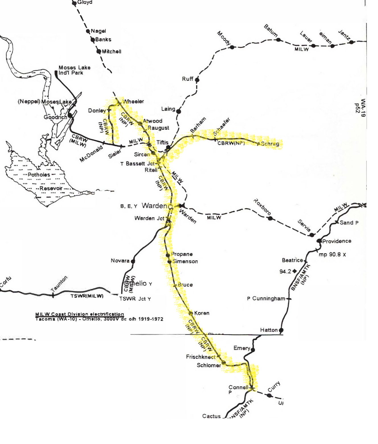 Columbia Basin Railroad route map