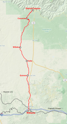Grand Canyon Railway route map