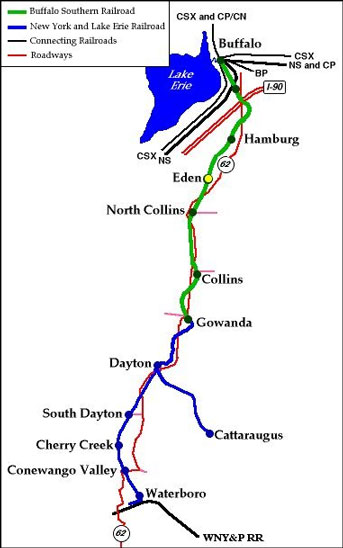 Buffalo Southern and New York and Lake Erie Railroad map