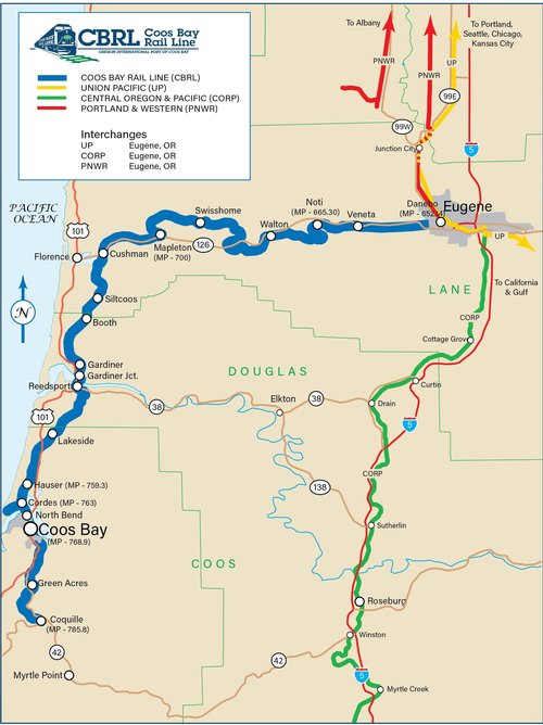 Coos Bay Rail Line route map