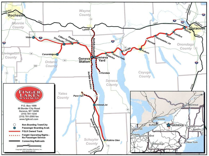 Finger Lakes Railway system map