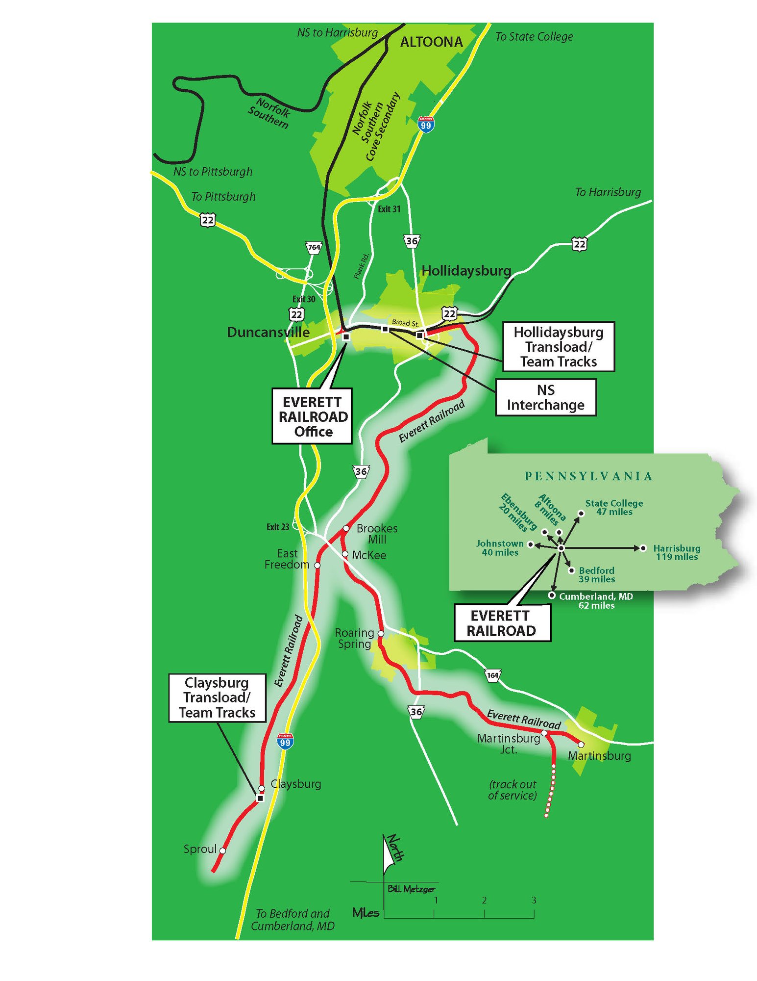 Everett Railroad system map