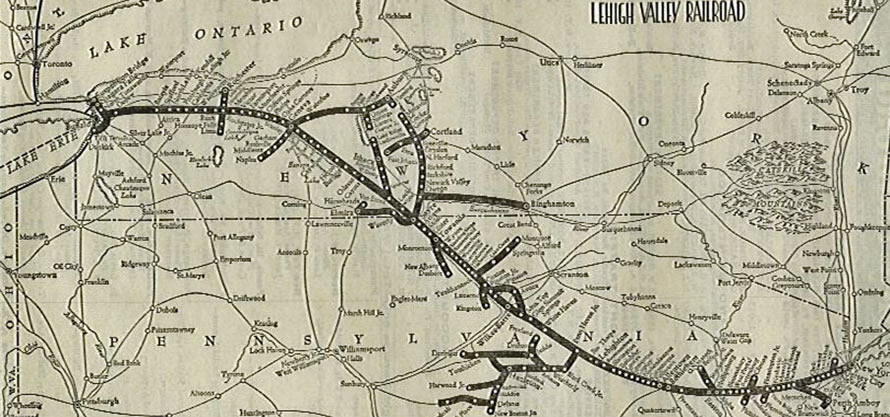 Historic Lehigh Valley Railroad system map