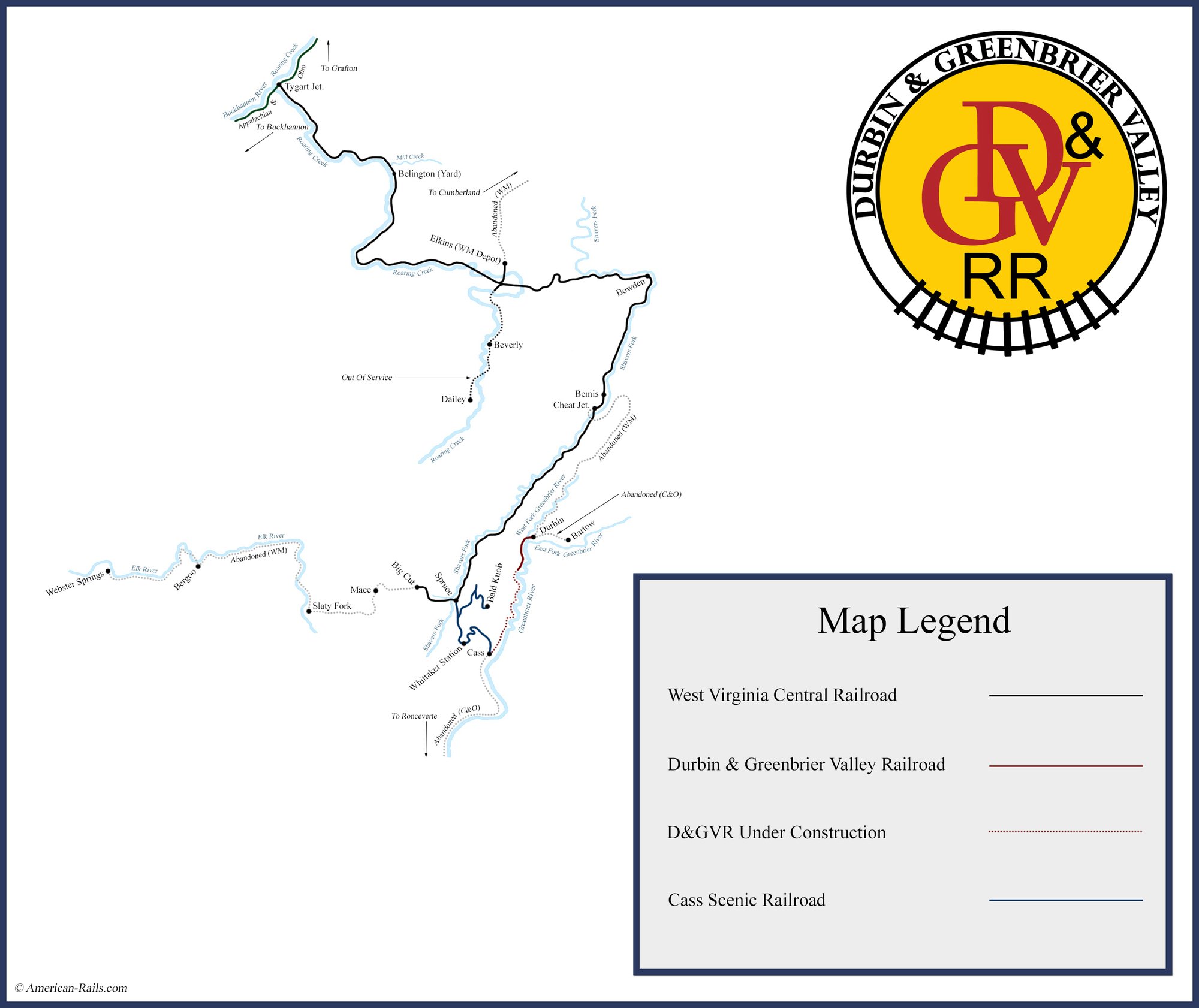 West Virginia Central Railroad system map